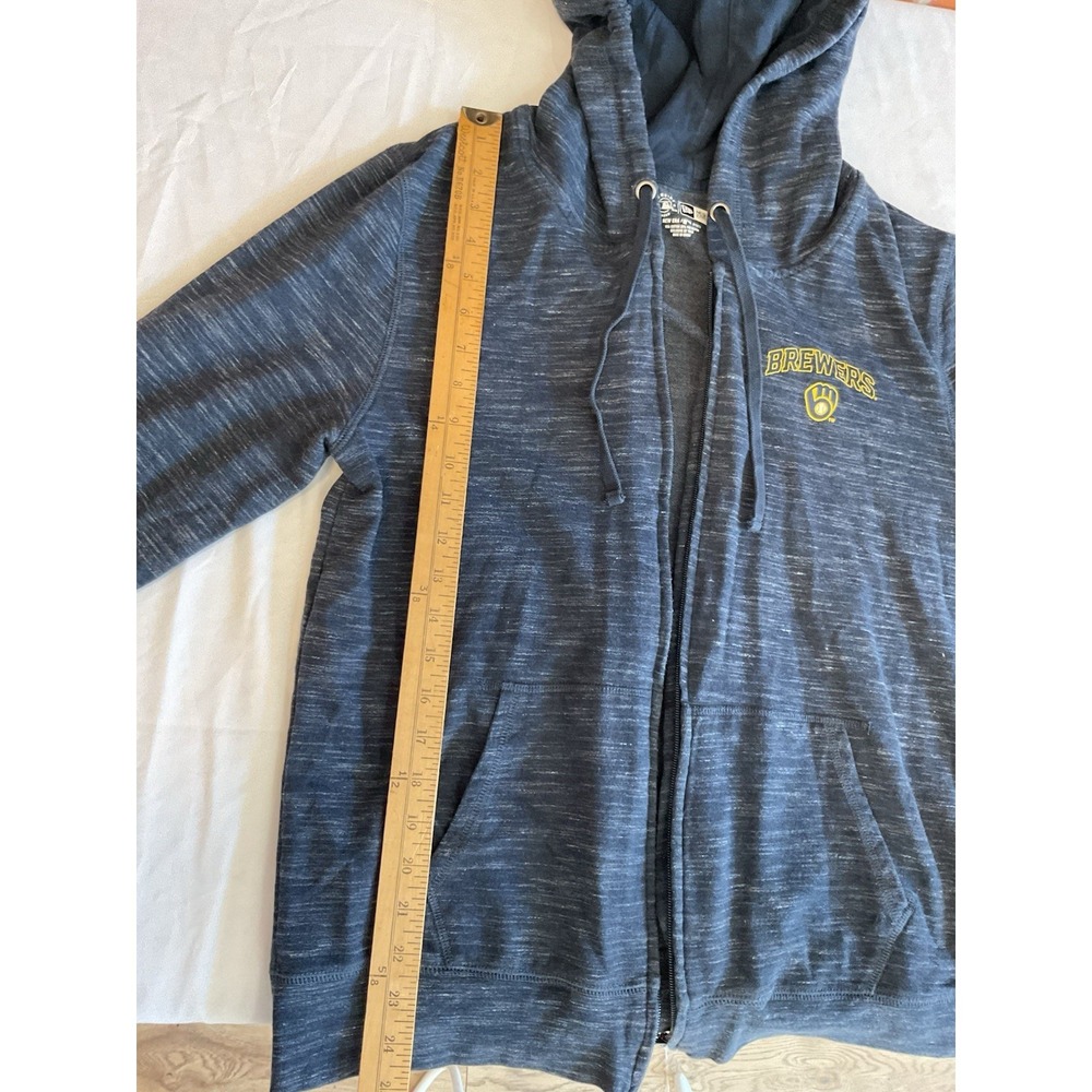 New Era Women's Dark Blue Navy Milwaukee Brewers Baseball Zip Hoodie L‎ - Picture 7 of 13